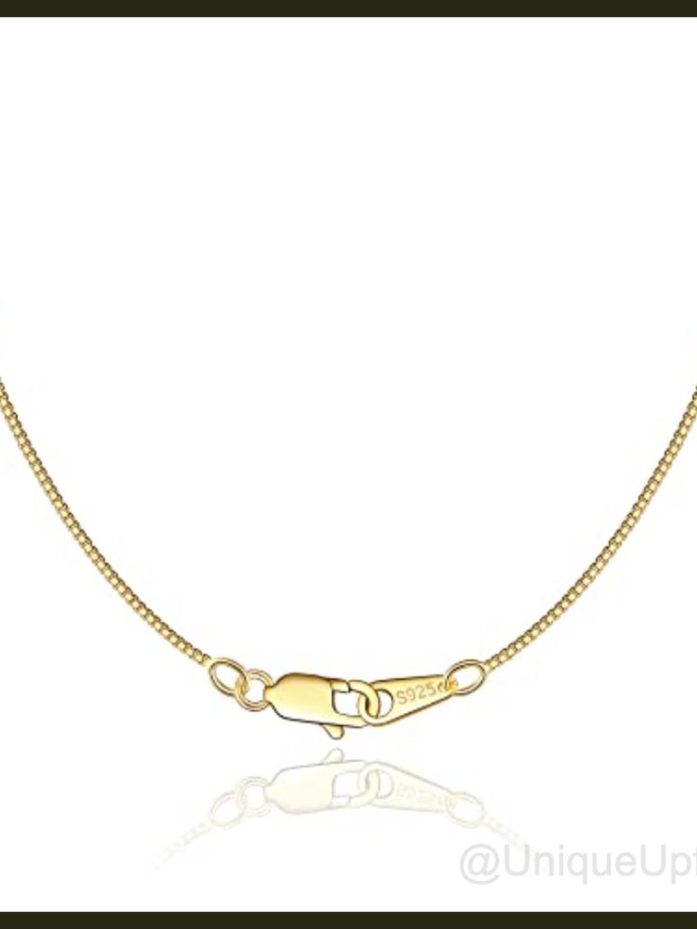 18K Gold Plated 925 Sterling Silver Box Chain Necklace 0.8mm Thin Women